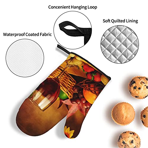 Fresh Fruit Printed Oven Mitts And Pot Holders Heat Resistant Potholders Oven Gloves And Pad For Baking Kitchen Grilling - 4 Set #TOP5