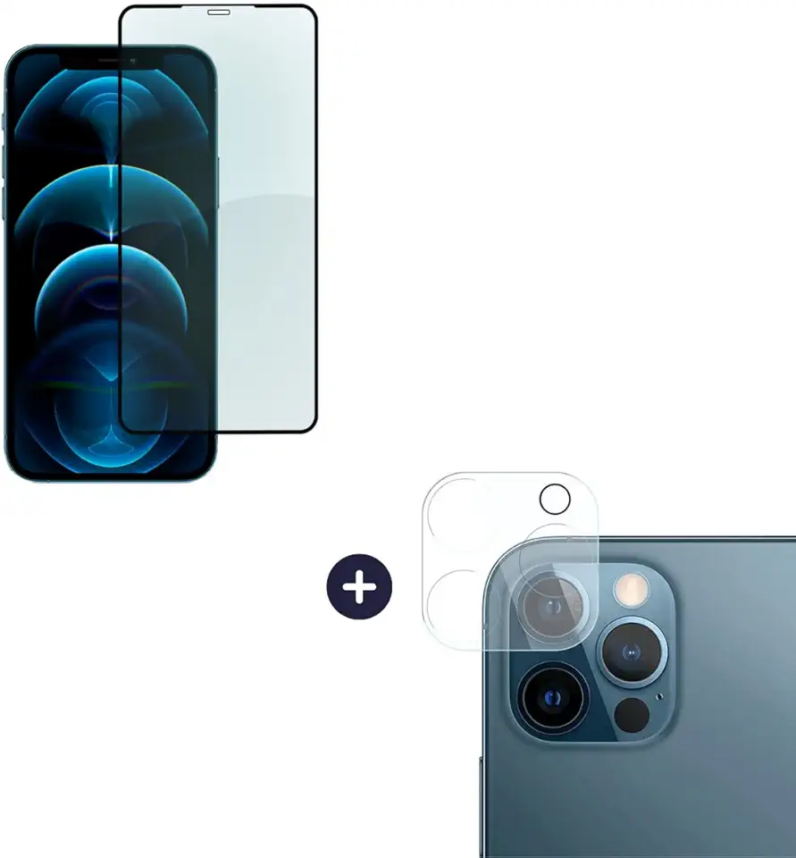 Película De Vidro 3D Tela Toda Para iPhone + Película Lente de Câmera (iPhone 12 Pro Max)