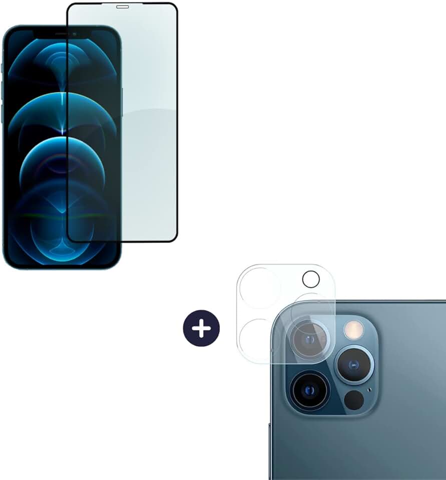 Película De Vidro 3D Tela Toda Para iPhone + Película Lente de Câmera (iPhone 12 Pro Max)