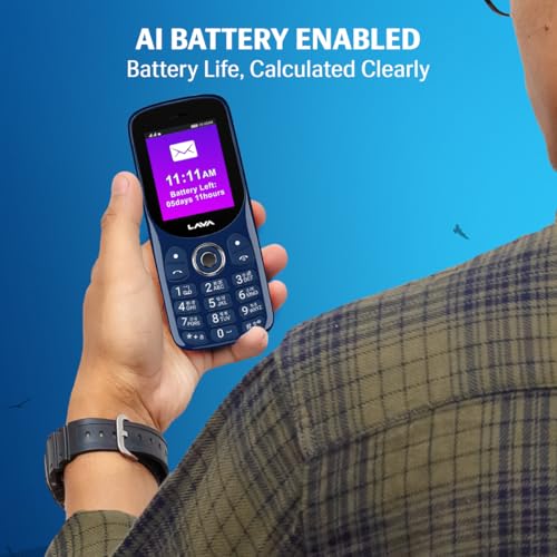 Image of Lava A1 Tejas Dual SIM Keypad Phone with 2'' Big Display | Long-Lasting AI Battery | Type C USB Port | Vibration Alert | FM Radio & MP3 Player | Military-Grade Durability - Blue