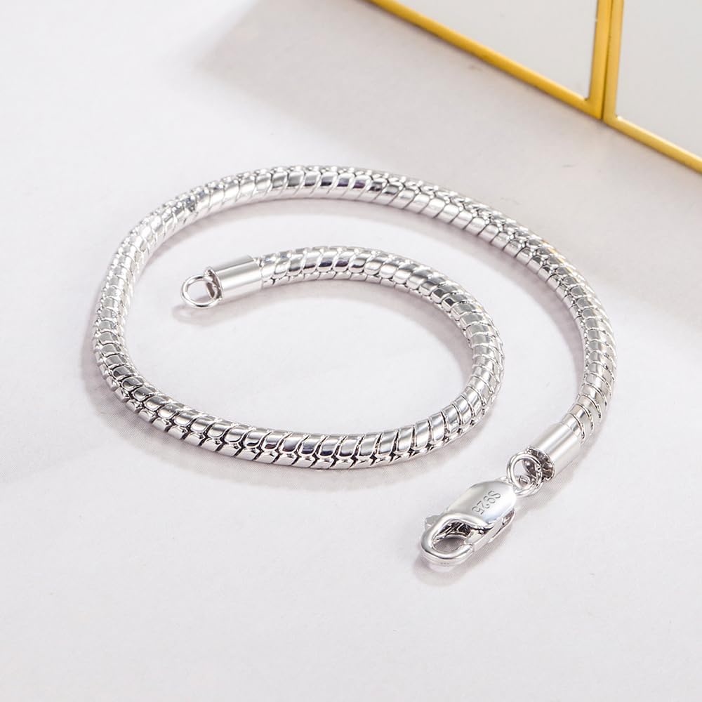 3MM 4MM 925 Sterling Silver Snake Chain Bracelet For Men Silver Jewelry