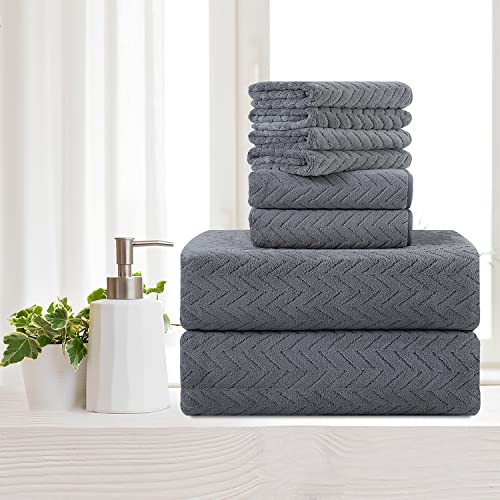 Ferdilan 8 Pack Gray Bath Towel Set, 2 Extra Large Bath Towel Sheets, 2 Hand Towels And 4 Washcloths Ultra Soft And Absorbent Chair Towels For Bathroom, Quick Dry Towel For Home Hotel #TOP7