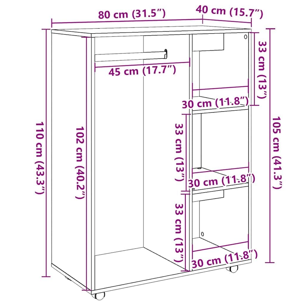 vidaXL Szafka, stare drewno, 80x40x110 cm, materiał drewnopochodny