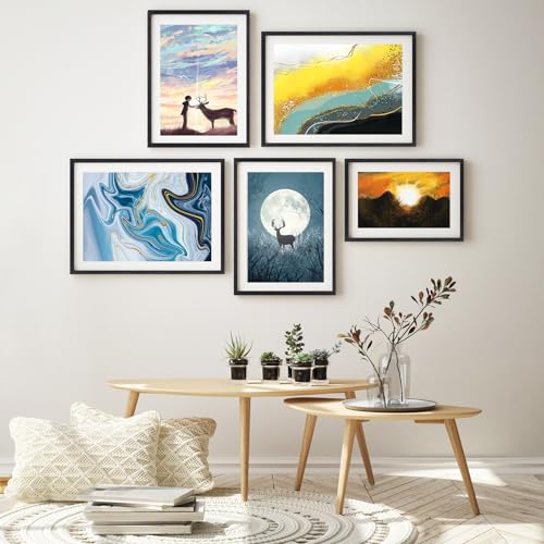 puthiac 11x17 Black Oak Wood Picture Frame - Minimalist 11x17 Poster Frame, 11"x17" Frame Wood, Natural Solid Wooden Picture Frames for Wall Art Photo and Prints (1 Pack, Black)