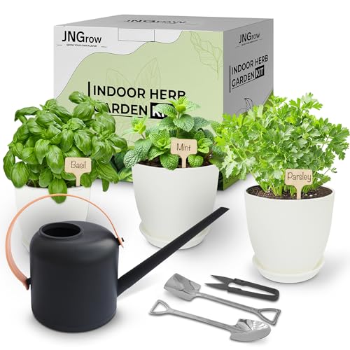 Indoor Garden Kit - Plant Pots with Drainage, Watering Can & Tool...