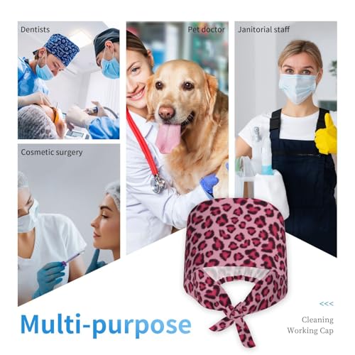 Image of Working Cap Scrub Cap with Sweatband Adjustable Unisex Women Tie Back Hat Nurse Surgical Caps