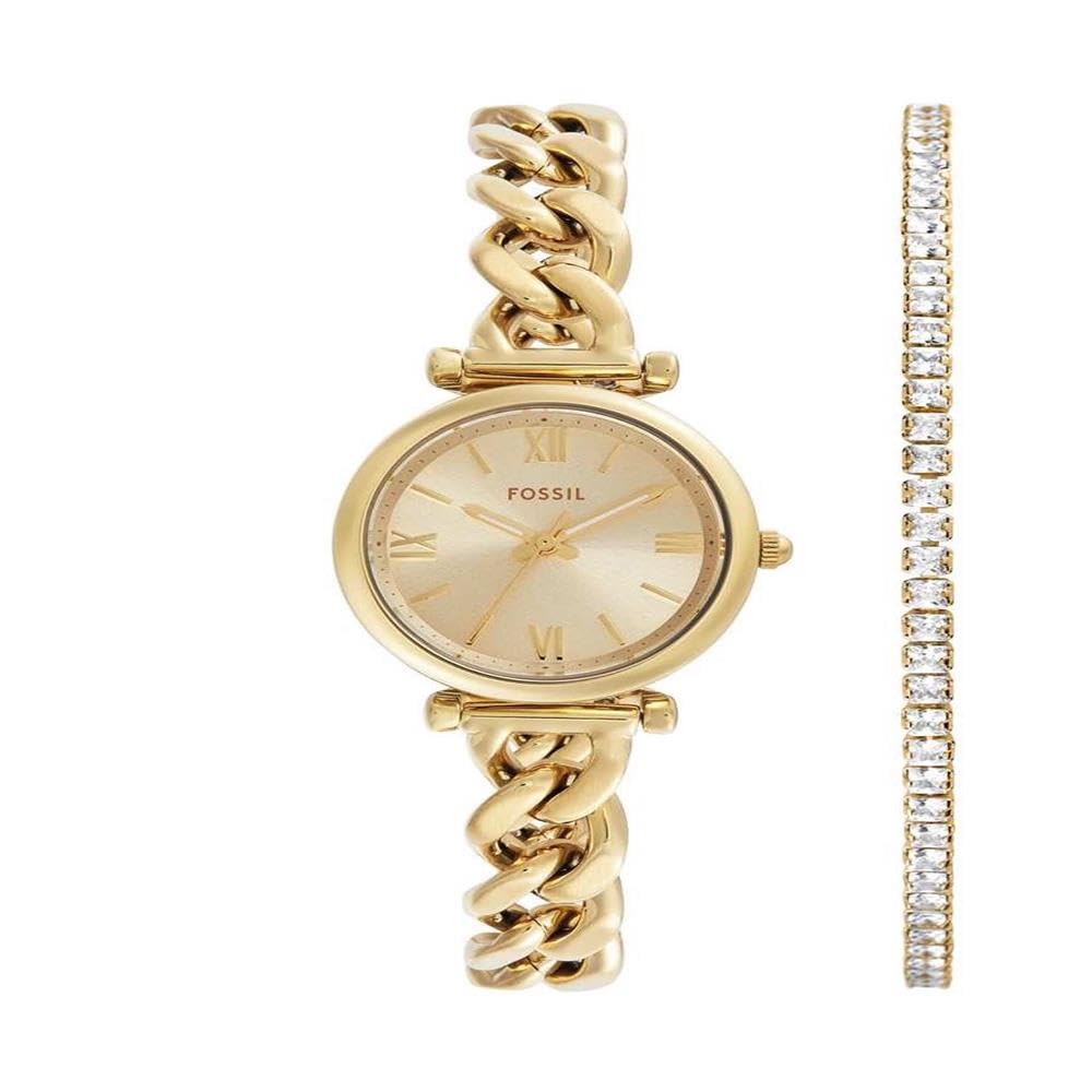 Fossil Carlie Women's 28 MM Gold-Tone Stainless Steel Watch, ES5387SET