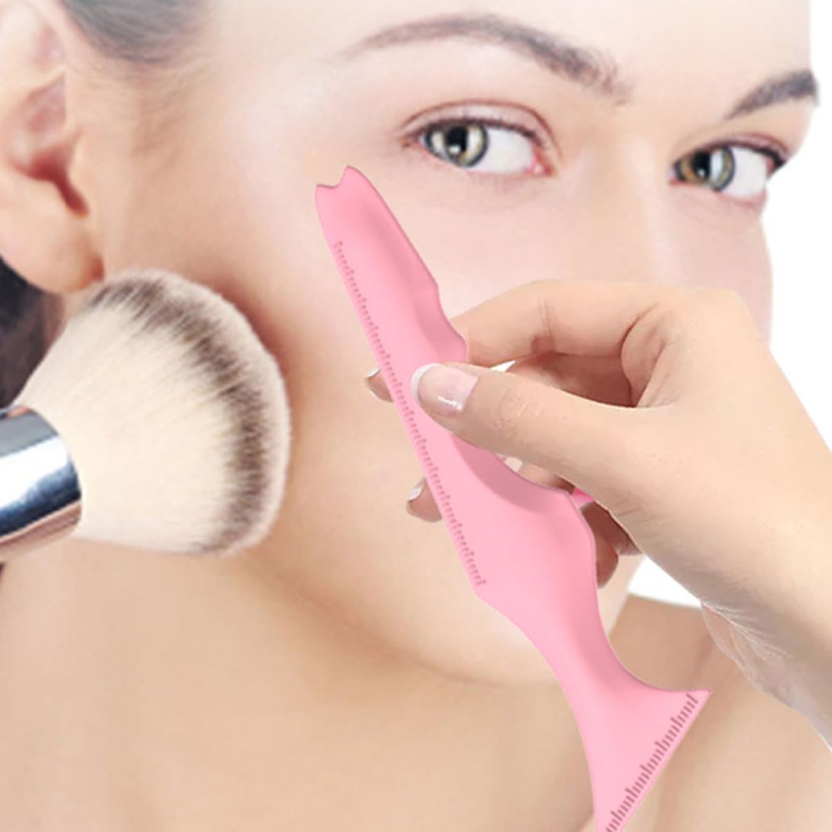 minkissy 2 Set Di Modelli Di Guida Per Eyeliner in Silicone Per Truccatori Stencil Per Sopracciglia Applicatori Per Eyeliner 3 Pezzi*2