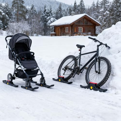 Adaptateur de ski pour poussette et vélo pour rouler sur la neige - 3