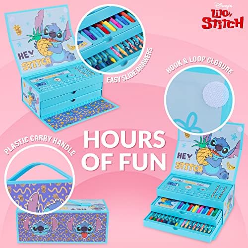 Disney Stitch kredki do rysowania dla dzieci kredki woskowe kolorowe ołówki zestaw kolorów Stitch 30 sztuk etui podróżne Lilo i ścieg prezent dla dziewczynki, niebieski