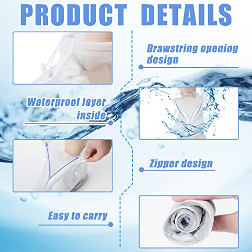 Image of Coume 2 Pairs Rain Shoes Cover Non Slip Waterproof Shoe Covers Reusable Protectors Covers High Top Snow Boots Galoshes Overshoes for Men Women Outdoor Cycling Camping Fishing(Large,White)