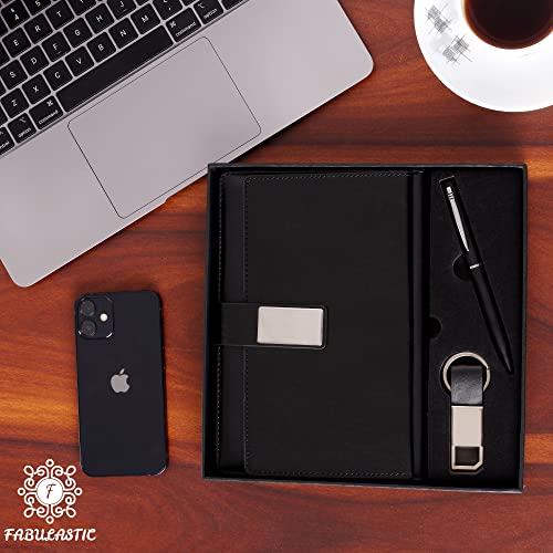 Image of Men Gift Set with Multi-Functional Diary, Card Holder, Metal Pen, and Keychain I Gift for Husband Special Unique I Gift Hamper for Men | Pen Gift Set for Men (Black)