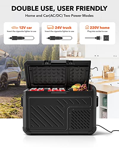 Wolfbox 12V Portable Refrigerator, 26 Quart Car Fridge, Rv Car Refrigerator With 12/24V Dc 110-240V Ac, Electric Cooler For Car, Camping,Travel And Home Use #TOP5
