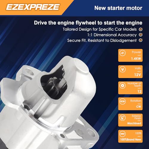 Image of Ezexpreze 17986 New Starter Replacement for Chevy Traverse 09-17, GMC Acadia 07-16, Buick Enclave Lacrosse, Cadillac SRX XTS STS, Impala 12-20, Pontiac Saturn Suzuki 3.0L 3.6L V6 Engine OE#: 12645298