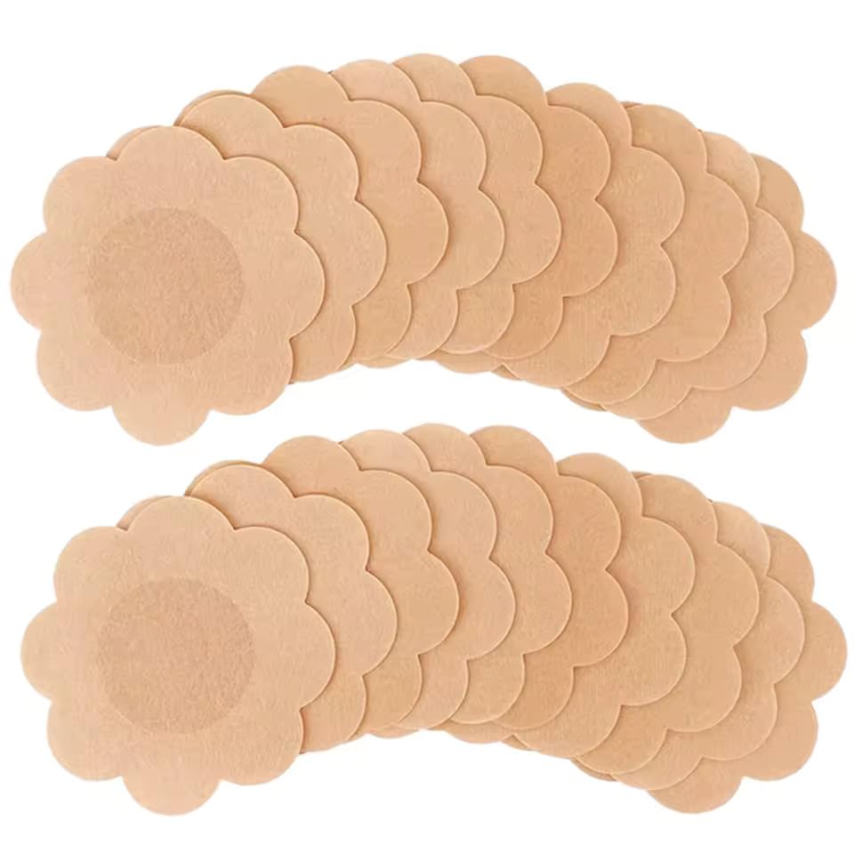 60 pcs Invisible Adhesive Pasties Nipple Covers Pads – No-Show Waterproof (Large, Beige Nude Color)
