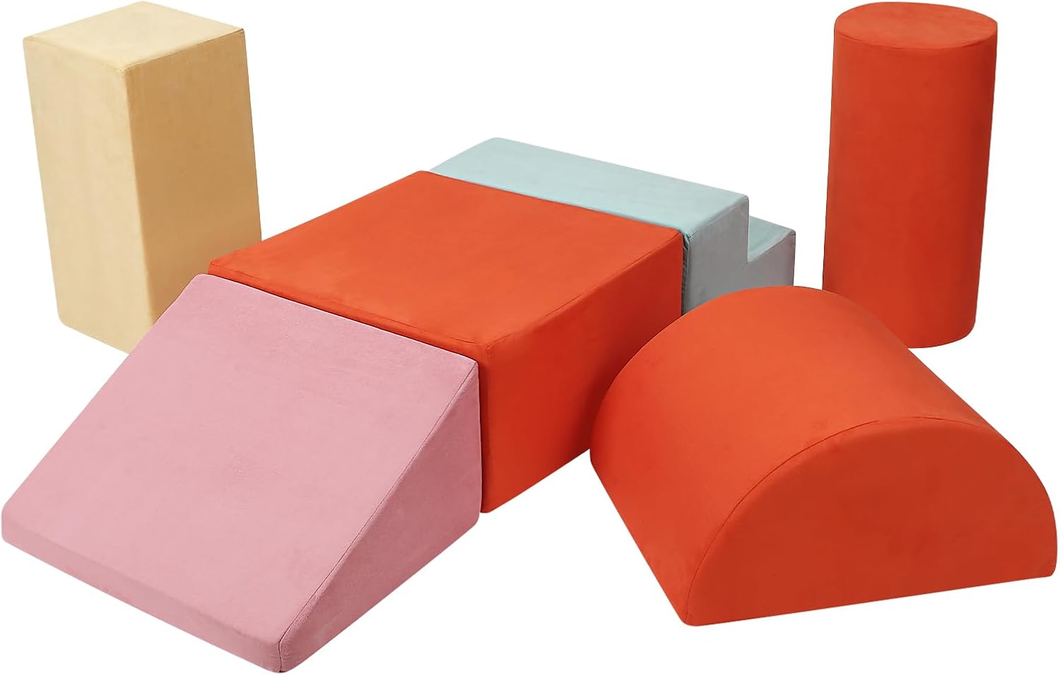 foam climbing blocks for toddlers, toddler climbing toys, baby jungle gym indoor lightweight, foam play gym 6pcs orange