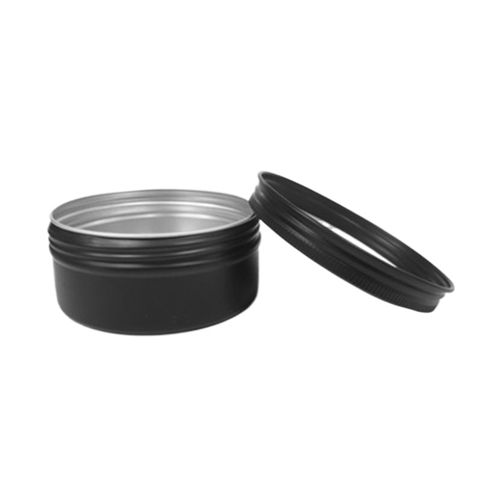 Boîtes rondes en aluminium noir de 80ml avec couvercle à vis pour cosmétiques et cire x30