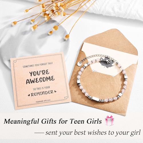 Image of Easter Basket Stuffers for Teens Girls Gifts Trendy Stuff, Tiny Beaded Bracelets Easter Gifts Birthday Graduation Jewelry Gifts for Teenage Girls Daughter Granddaughter Niece, Small, Pink