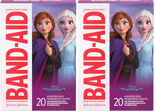 Image of Band-Aid Brand Sterile Adhesive Individually Wrapped Bandages for Kids Featuring Disney Frozen Characters, for First Aid & Wound Care of Minor Cuts & Scrapes, Assorted Sizes, 20 ct (Pack of 2)