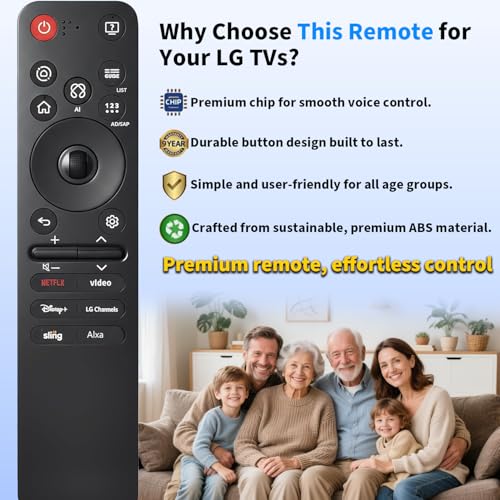 Image of Replacement for LG TV Remote, for All 2019-2025 LG Remote Control for Smart TVs with Voice and Pointer Function, for LG Magic Remote. 2-Year Warranty.