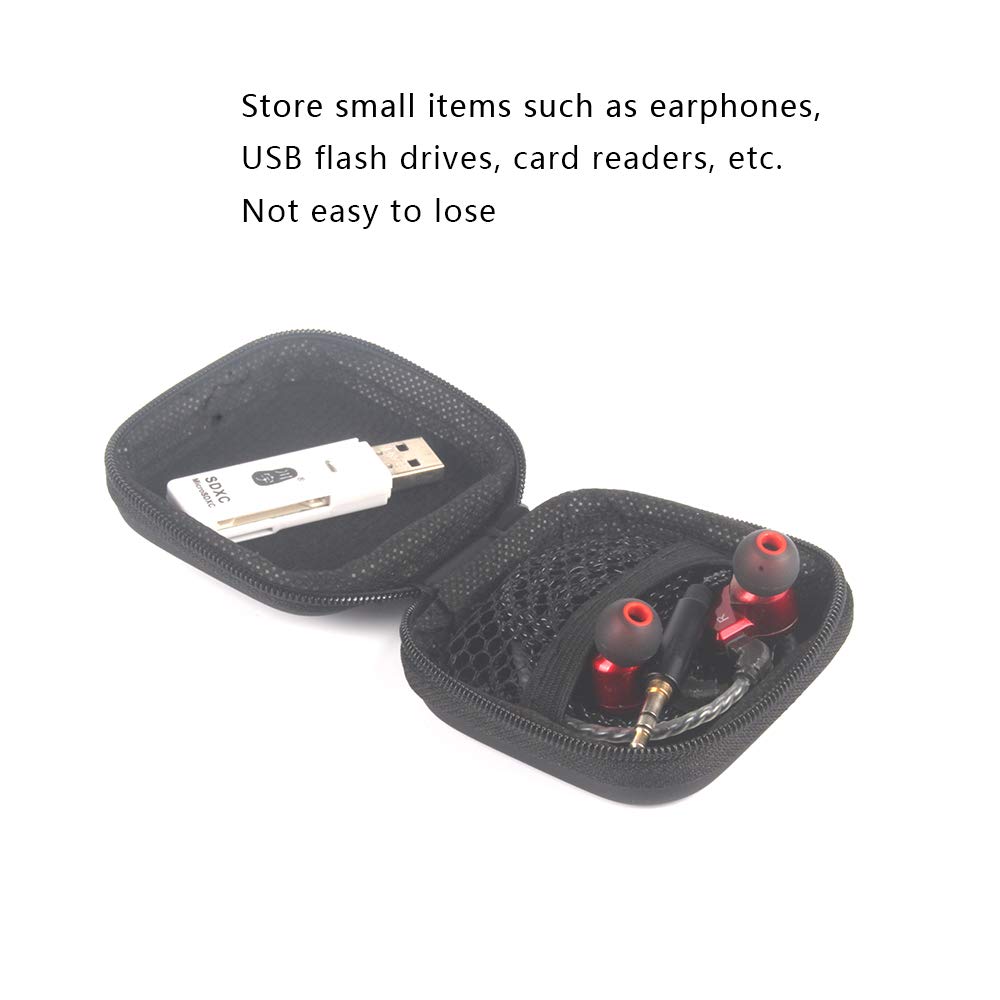HOTNOW Portable Square Earphone Carrying Case Mini Pouch Storage for Smartphone Earphone Bluetooth Headset Small Storage Bags, 2-Pack
