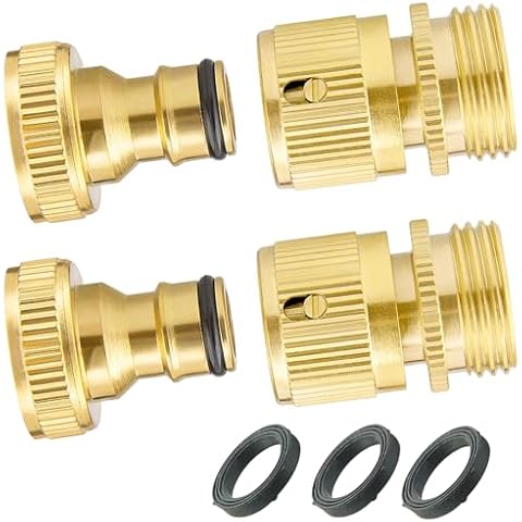 PLG ¾ Inch GHT Solid Brass Garden Hose Quick Connect Fittings,2 Male+2 Female Cover