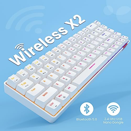 Image of Portronics Hydra 10 Mechanical Wireless Gaming Keyboard with Bluetooth 5.0 + 2.4 GHz, RGB Lights 16.8 Million Colors, Type C Charging, Compatible with PCs, Smartphones and Tablets(Brown)