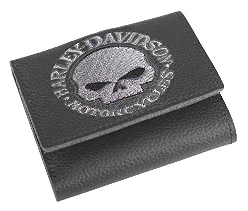 Harley-Davidson Men's Embroidered Willie G Skull Tri-Fold Wallet, Xml6145-Gryblk #TOP5