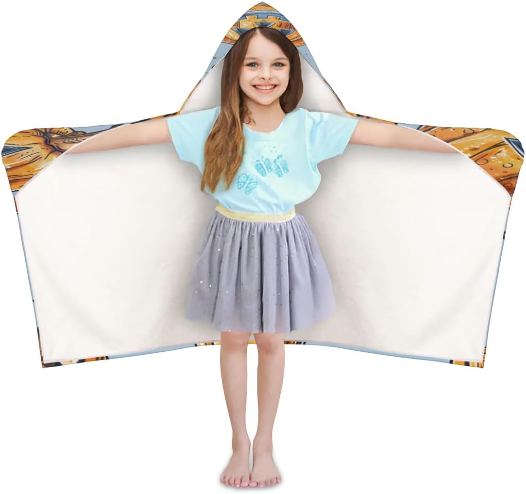 Pardick Kids Bath Towel Fall Pumpkin Beach Towel with Hood Pool Cover Up for Girls Boys Soft Absorbent Hooded Bath Towel Toddler Towels for Beach, Pool