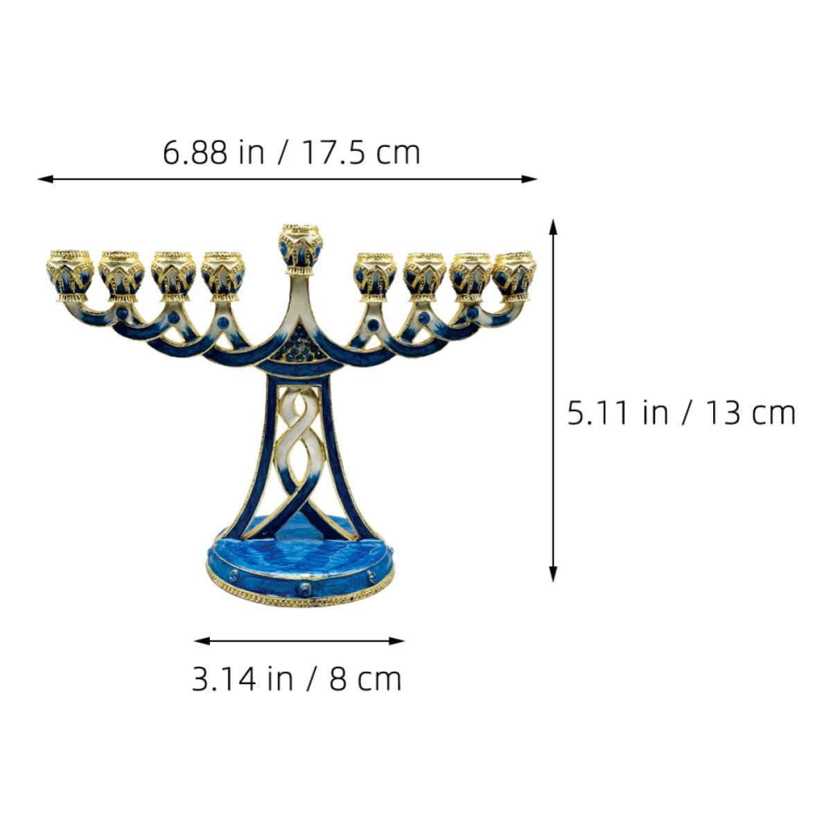 GALPADA Candeliere Hanukkah in Metallo Blu a 9 Braccia, Design Vintage Delicato e Multifunzionale, Stabile, per Cerimonie Religiose e Camere da Letto