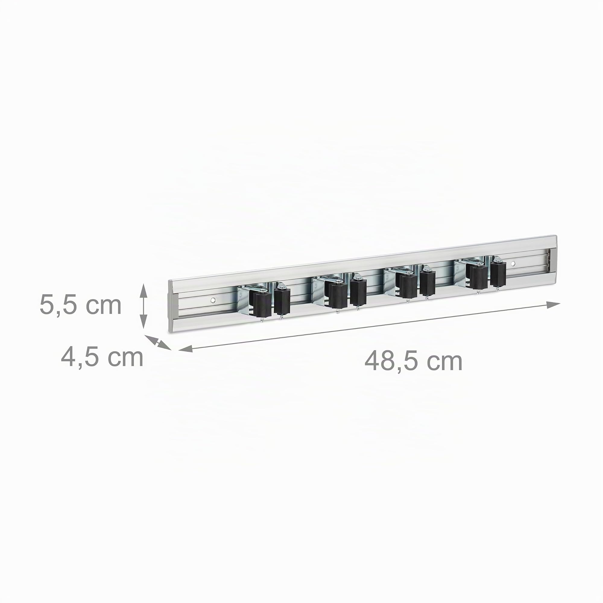 Relaxdays Porte-Outils Mural, Lot de 2, accroche-Balai, Outils de Jardin, Rangement Garage, Pinces, Aluminium, argenté