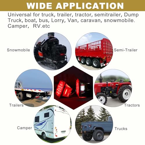 LED Trailer Trail Light Kit, 12V Stop Turn Reverse Tail License Brake Lights Lamp Set Submersible for Boat Marine Camper Truck RV Snowmobile, DOT Certified - Thumbnail 6