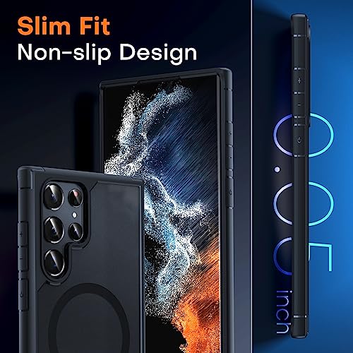 Image of TOCOL for Samsung Galaxy S22 Ultra Case Magnetic, [Wireless Charging Compatible ][Military Drop Protection] Translucent Matte Back Cover for S22 Ultra, Black