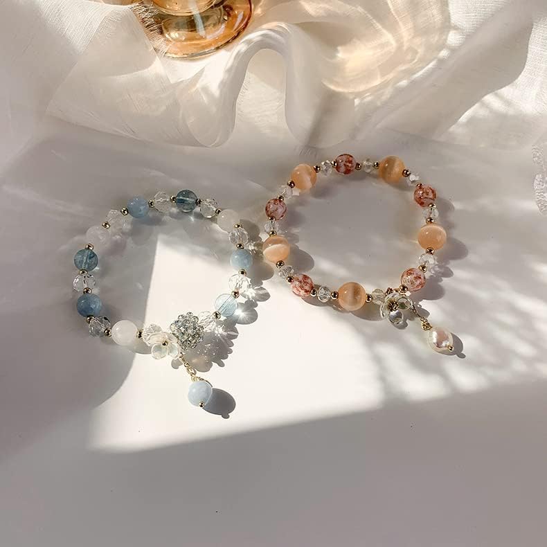 Dainty Eramic Flower Elastic Bracelet Crystals Beads Jewelry Statement Charms for Women Friends Birthday Gifts - Image 6