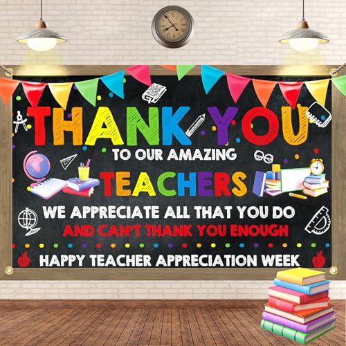Teacher Appreciation Banner Thank You Teachers Banner Appreciation Decorations Happy