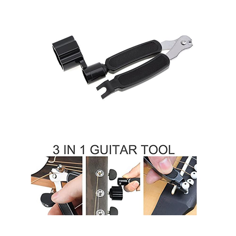 Nawijarka strun gitarowych, 2 szt. 3 w 1, nóż do strun gitarowych i mostek, narzędzia do naprawy gitary, akustyczne narzędzie do nawijania strun gitarowych, basu, skrzypiec, ukulele