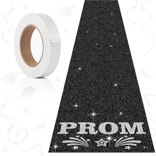 Ceenna 2026 Prom Party Decoration Glitter Carpet Runner 2ft15ft Graduation Prom Sequin Aisle Runner with Tape Class of 2026 Runway Rug Congrats Grad Carpet for Graduation Night Party Decor(Black)