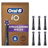Oral-B iO Strahlendes Weiss Aufsteckbürsten für elektrische Zahnbürste, 6 Stück, aufhellende Zahnreinigung, Zahnbürstenaufsatz für Oral-B iO Zahnbürsten, briefkastenfähige Verpackung, schwarz