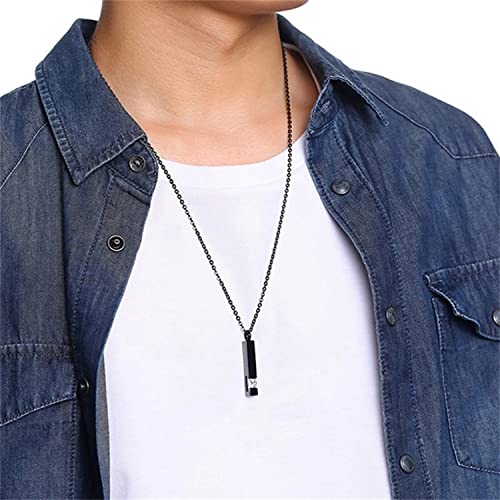 Crystal Urn Necklaces For Ashes For Men Stainless Steel Bar Pendant Necklace Memorial Cremation Jewelry For Ashes Keepsake Jewelry With Cubic Zirconia, Black-Blue #TOP5