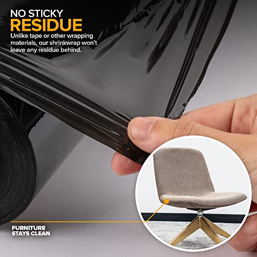 Modern Innovations 15 Inch Black Stretch Wrap Roll With Handles (1 Roll-1000 Feet) Heavy Duty Shrink Wrap For Moving, Packing Supplies For Wrapping Furniture, Industrial Plastic Pallet Cling #TOP4