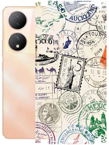 Image of AtOdds - Full Body Back Screen Guard Protector Film - Lamination Wrap Skin Sticker Compatible with VIVO Y100A | Scratchproof Matte Finish (Stamps)