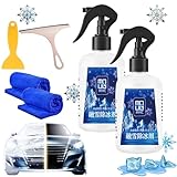 tarcegta Fast-Acting Ice Melting Spray for Windshields, De Icer for Car Windshield, Fast-Acting Ice Melting Spray for Car Windscreens, Mirrors, Headlights, Prevent Re Freezing 17oz (2Pcs-300ml)