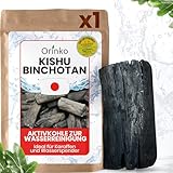 ORINKO Binchotan Aktivkohlefilter Wasser – Bio Binchotan aus Kishu (Wakayama) Größe M 30-50 g – Natürlicher Wasserfilter zur Reinigung in Karaffe