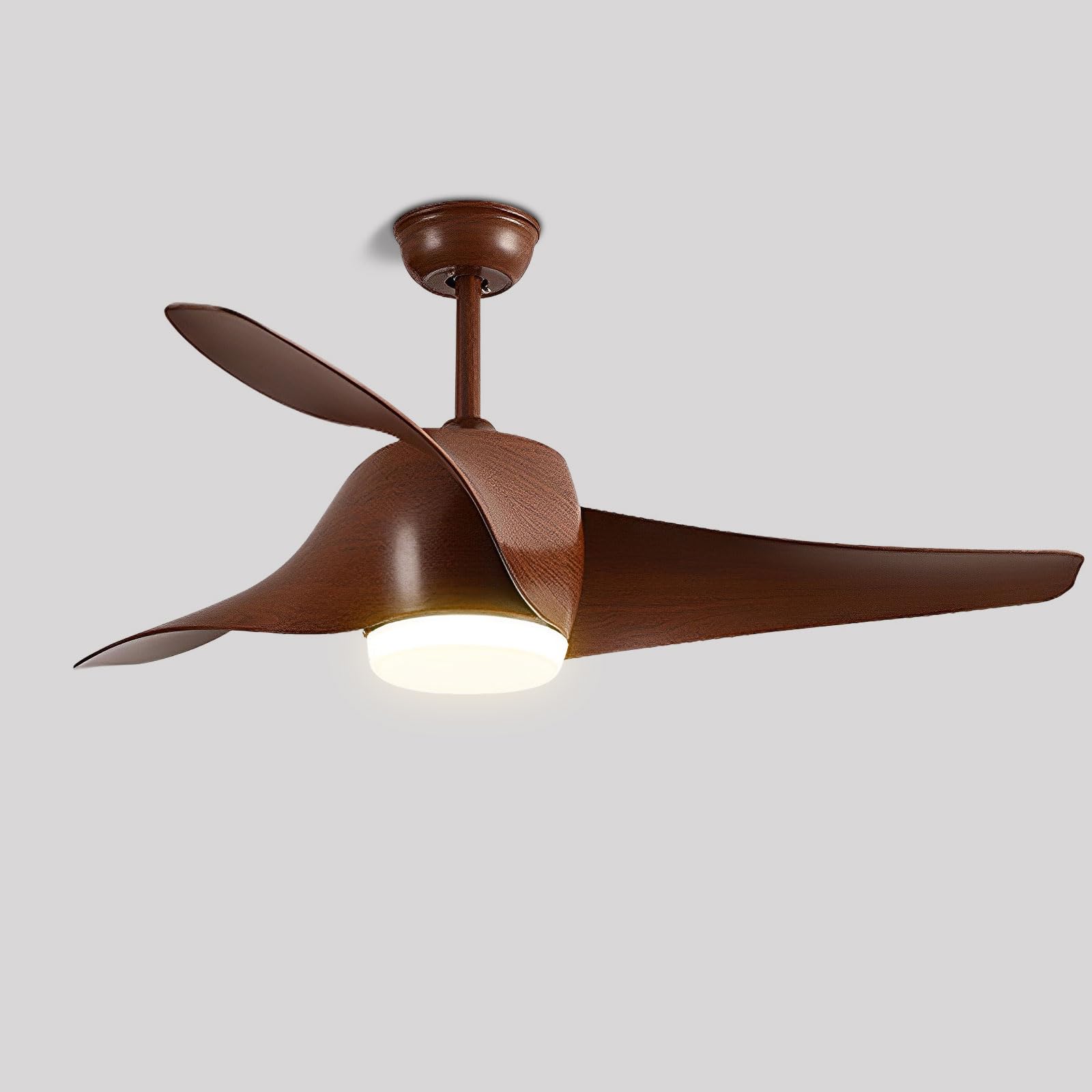HXYSXHJUO Creative 52in Ceiling Fan With Light Remote Quiet Fans 18W LED Dimmable 6 Speeds For Bedroom Living Room Restaurant 3 ABS Blades
