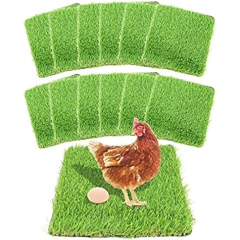 PetierWeit Chicken Nesting Pads 12Pack Nesting Box Pads 12”x12” Artificial Grass Washable Chicken Coop Bedding Laying Rug Fake Turf Mats Grass Carpet Garden Lawn for Chicken Hen Small Pets Cover