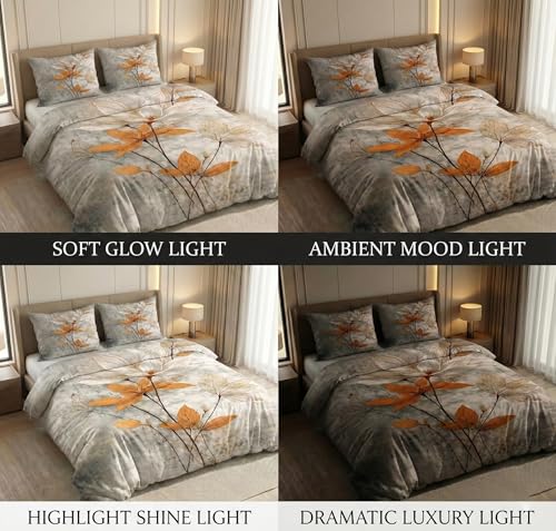 Image of SANMARINO 300 TC Cloud Cotton Pixel 7D King Size Bedsheet with 2 Pillow Cover | Premium 7D Floral Printed Bedding Set | Ultra Soft & Breathable | 108x108 Inch | Ivory Mist Golden Magnolia