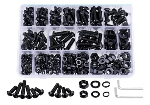 メトリックウサイン・ボルトキット、 447 PCS メトリックナットとボルトコンボキット - M6 M8ネジ分類、各種機械、ナット、ワッシャー、六角レンチ付き、10.9 、diy