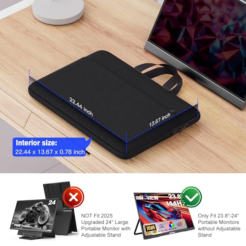 Image of 24 Inch Portable Monitor Case, Protective Carrying Sleeve for 23.8-24 inch Portable Monitors InnoView 23.8 inch /ASUS ZenScreen 24 inch /ViewSonic TD2423D 24 Inch Portables Monitor Case Bag, Black