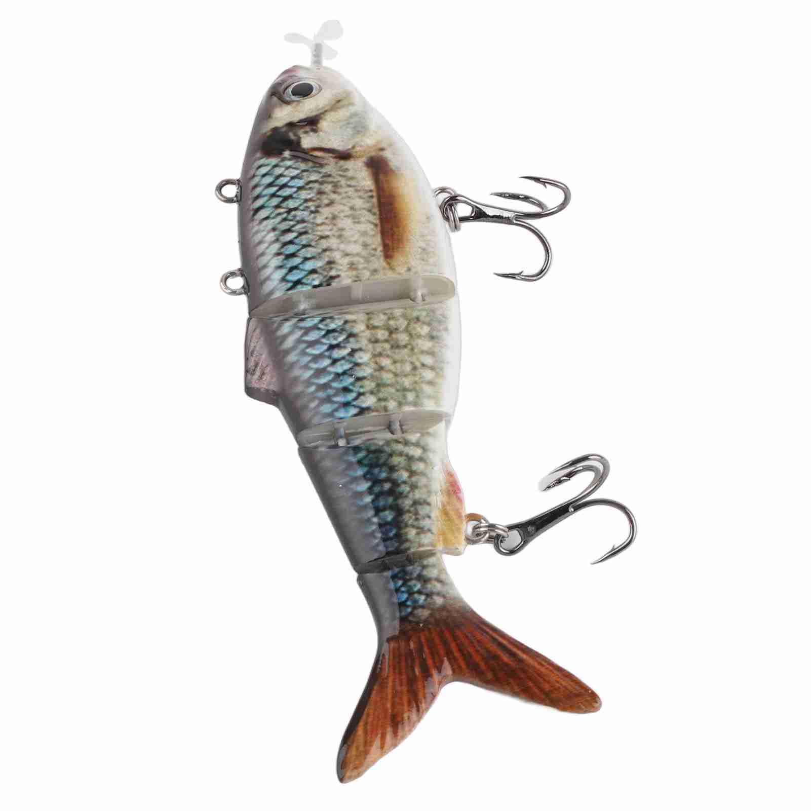 Sonew Leurre de natation robotique leurre de pêche multi-joints avec fonction électrique rechargeable et lumière LED verte pour la pêche en eau douce