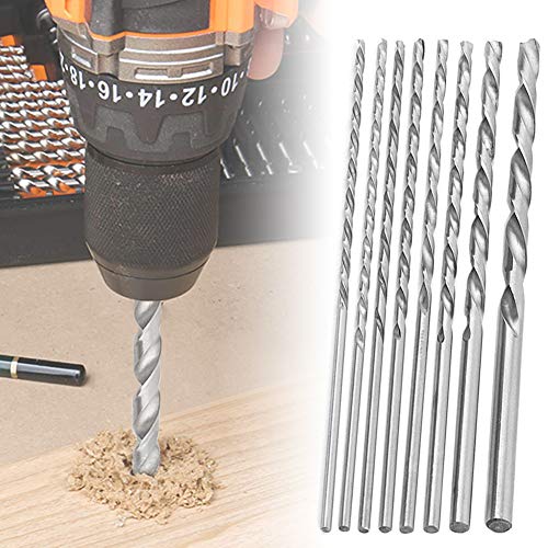 Saipe 8Pcs 200Mm Twist Drill Bit Set Extra Long Hss Twist Bits Round Straight Shank Tool Sets Wood Working Tool For Wood Plastic And Aluminum (4-10Mm) #TOP6